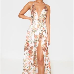 Prettylittlething Floral Halter neck Maxi Dress